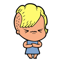 cartoon annoyed hipster girl
