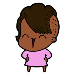 cartoon happy hipster girl