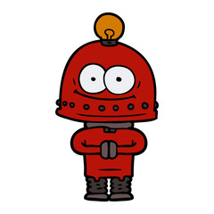 Fototapeta premium happy carton robot with light bulb