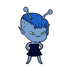 cute cartoon alien girl