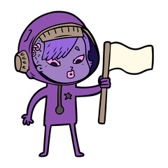 cartoon astronaut woman