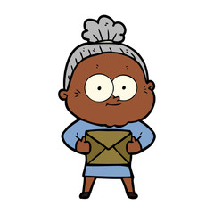 cartoon happy old woman