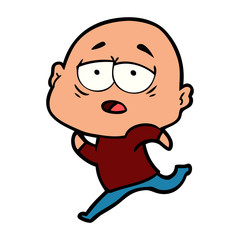 cartoon tired bald man