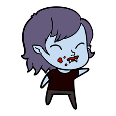 cartoon vampire girl with blood on cheek