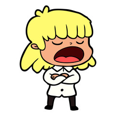 cartoon woman talking loudly