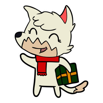 happy cartoon fox