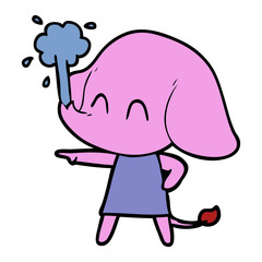 cute cartoon elephant spouting water