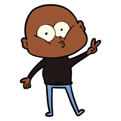 cartoon bald man staring