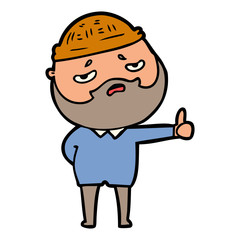 Obraz premium cartoon worried man with beard