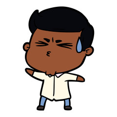 cartoon man sweating