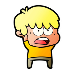 worried cartoon boy