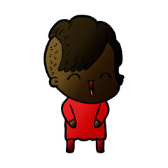 cartoon happy hipster girl