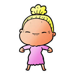 cartoon peaceful old woman