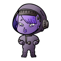 cartoon astronaut woman