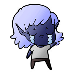 Obraz premium cartoon crying elf girl