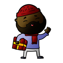 cartoon happy bearded man