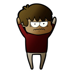 annoyed cartoon boy