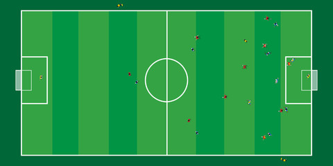 Obraz premium football math play on stadium topview