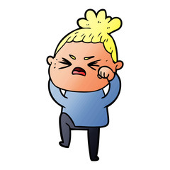 cartoon angry woman