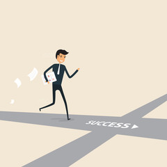 Way of success.Concept for success.Businessman walking on the street of success.Businessman on the road to success in business.