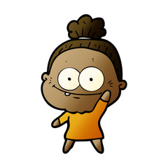 cartoon happy old woman