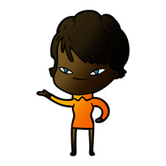 cartoon happy woman