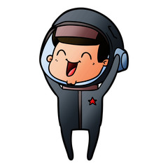 happy cartoon astronaut