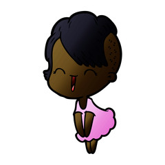 happy cartoon hipster girl