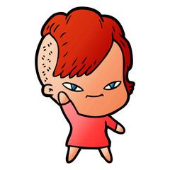 cute cartoon girl with hipster haircut
