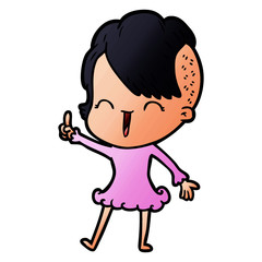 cartoon happy hipster girl