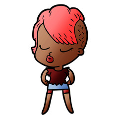 cartoon pretty hipster girl