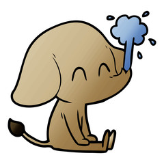 cute cartoon elephant spouting water