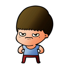 annoyed cartoon boy