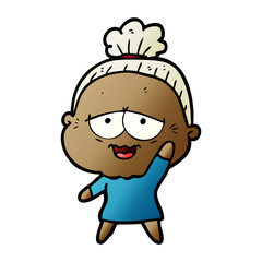 cartoon happy old lady