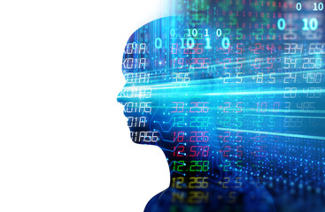 3d illustration of virtual human on technology background.