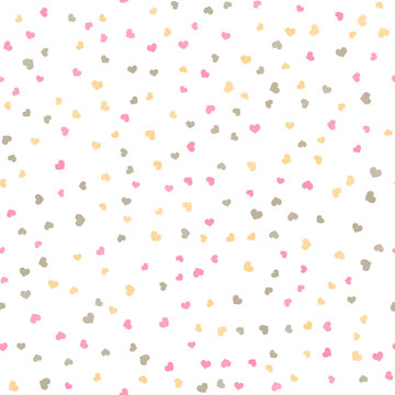 Seamless Pattern With Little Red Hearts For Valentine's Day. Vector