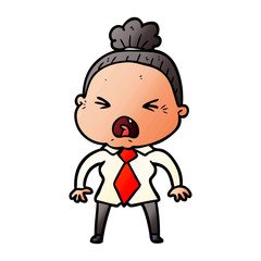 cartoon angry old woman