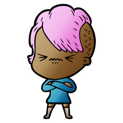 cartoon annoyed hipster girl
