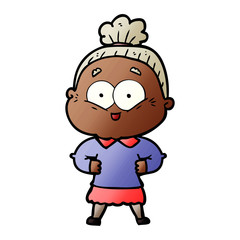 cartoon happy old woman