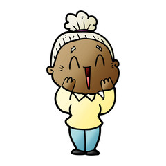 cartoon happy old lady