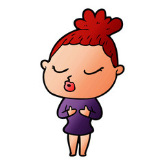 cartoon calm woman
