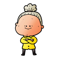 cartoon happy old woman