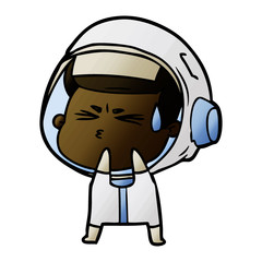 cartoon stressed astronaut