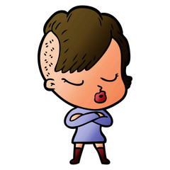 cartoon pretty hipster girl