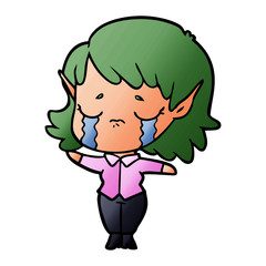 cartoon crying elf girl