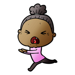 cartoon angry old woman