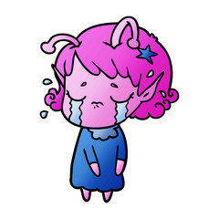 cartoon crying alien girl