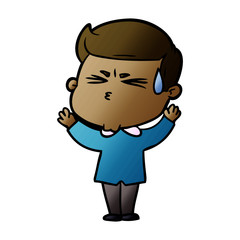 cartoon man sweating