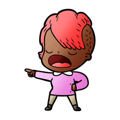 cartoon cool hipster girl talking