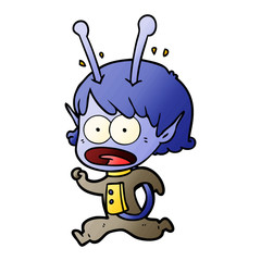cartoon shocked alien girl